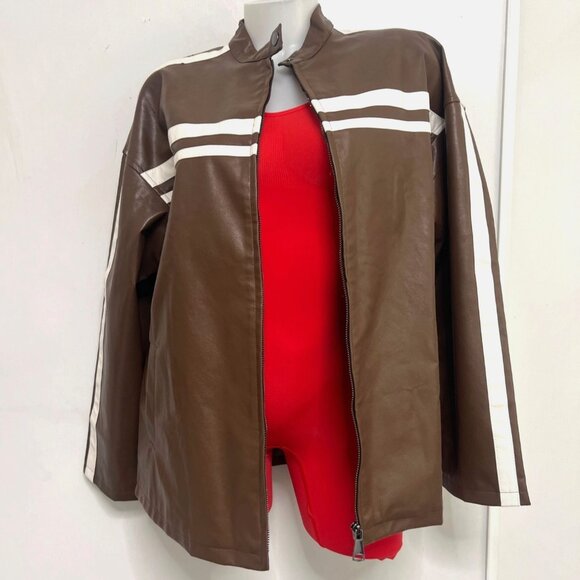 Oversize Brown Jacket Women Y2K Fashion Jacket Size Medium - Picture 2 of 13
